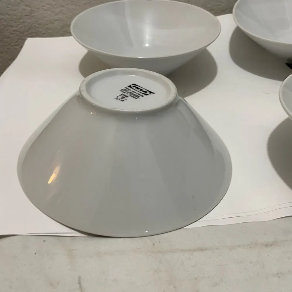IKEA WHITE 21986 set of 4 Cereal Bowls 6 5/8